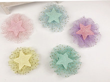 6cm 20pcs/lot DIY Handmade Shiny Star Flower Padded Applique for Children's hair Clip Accessories 2024 - buy cheap