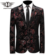 Plyesxale Mens Floral Blazer High Quality Man Blazer Casual Suit Jacket Flower Pattern Men Printed Blazer 5XL Prom Wear Q250 2024 - buy cheap