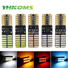 YHKOMS LED T10 W5W Car Light 194 168 4014 SMD Car Parking Light Auto LED Interior Singal Light Canbus Red White Yellow Ice Bule 2024 - buy cheap