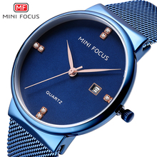 MINI FOCUS Minimalist Fashion Mens Watche Top Brand Luxury Quartz Clock Ultra Thin Mesh Strap Blue Dial Calendar Wristwatch 2019 2024 - buy cheap