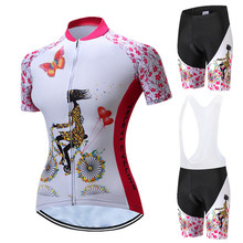 Teleyi летний велосипедный комплект из Джерси, женская розовая быстросохнущая дышащая велосипедная одежда, комплекты Джерси для горного велосипеда 2024 - купить недорого