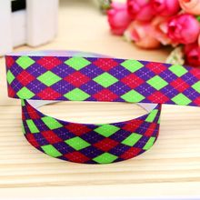 7/8'' Free shipping plaid printed grosgrain ribbon hair bow headwear party decoration wholesale OEM 22mm H5033 2024 - buy cheap