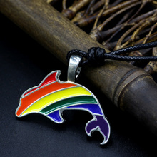 youe shone Gay Rainbow Dolphin Pendant LGBT Gay and Lesbian Pride Necklace 2024 - buy cheap