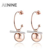 AENINE Classic Titanium Steel Balls & Columns Geometry Earrings Jewelry Rose Gold Color Wedding Stud Earring For Women AE18012 2024 - buy cheap