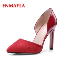 ¡Nuevo Producto! Zapatos de tacón bajo para mujer de ENMAYLA, zapatos de tacón bajo con punta puntiaguda lisa, zapatos de tacón sin cordones informales para mujer ZYL428 2024 - compra barato