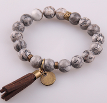 MOODPC New Design Energy Bracelets Made By Antique Bronze Tassel Beautiful Natural Gray Color Stone Bracelet bangle 2024 - buy cheap