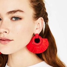 JERPVTE 2018 Hot Sale ZA Geometric Statement Drop Earrings Handmade Trendy Ethinc Long Red Beads Tassel Earrings Wedding Bijoux 2024 - buy cheap