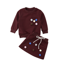 Детский Повседневный Топ для маленьких девочек, свитер с длинными рукавами + юбка, комплект одежды из 2 предметов, размер От 1 до 6 лет, 2018 2024 - купить недорого