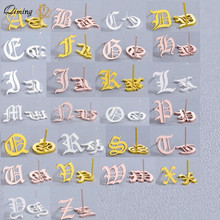 316L Ethnic Women's Earrings Old English Capital Indian Vintage Jewelry Minimalist A-Z Alphabet Letter Stud Earring For Girls 2024 - buy cheap