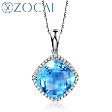 ZOCAI Necklace 18K white gold 5.0 CT Certified Topaz gemstone 0.15 ct diamond topaz pendant 925 silver chian necklace D04500 2024 - buy cheap