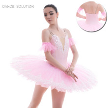 Top de ballet com apliques brancos, bailarina profissional rosa spandex com aplique branco para criança e adulto, vestido de competição de bailarina bll053 2024 - compre barato