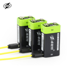 Znter 4 peças de bateria recarregável li-po de lítio 9v 600mah + cabo micro usb para carregamento 2024 - compre barato