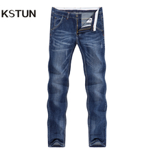 Джинсы KSTUN мужские летние 2021 тонкие синие зауженные прямые джинсовые брюки повседневные модные мужские брюки длинные мужские джинсы Cowboys 2024 - купить недорого