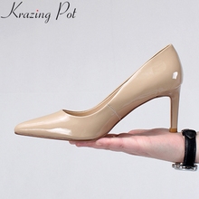 2020 genuine leather hig heels pointed toe women pumps concise brand shallow luxury elegant office lady wedding spring shoes L35 2024 - buy cheap