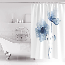 Синие Акварельные маки Экстра длинная ткань для ванной занавески для душа Ванная комната Декор наборы с крючками 2024 - купить недорого