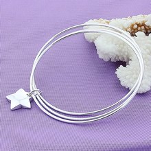 DOTEFFIL 925 Sterling Silver Three Circle Star Bangle Bracelet For Woman Wedding Engagement Fashion Charm Party Jewelry 2024 - buy cheap