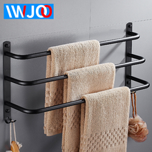 IWJOO Bathroom Towel Rack Wall-mounted Black Toilet Stainless Steel Towel Bar with Hook Bathroom Accessories 2024 - buy cheap