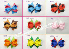 50pcs 4" hair accessories kids girls bezel two-tone grosgrain bows clips flower Bowknot Headwear hair clips HD3277 2024 - buy cheap