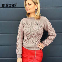 RUGOD Leaves Pattern Design Crochet Sweater Women 2018 Autumn Winter Warm Knitted Pullover Female Sweaters Befree Sueter Mujer 2024 - buy cheap