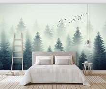 Пользовательские росписи 3D обои современные красивые пейзажи облака лес птицы скандинавские спальни диван фоновая стена 2024 - купить недорого
