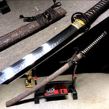 Боевой готовый Железный брикет, самурайский меч, катана, полный Танг T1095, Высокоуглеродистая сталь, глина, закаленный супер острый нож ручной работы 2024 - купить недорого