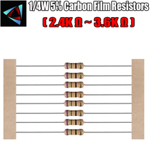 100pcs 1/4W 5% Carbon Film Resistor 2.4K 2.7K 3K 3.3K 3.6K ohm 2024 - buy cheap