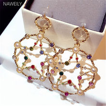NAWEILY Luxury Colorful Rhinestone Star Earrings Simulated Pearl Earring Women Jewelry Ear Accessories NWLE1834 2024 - buy cheap