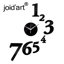 new black Acrylic wall clock top fashion modern design mirror 3d crystal Quartz watches living room  gift 2022 - buy cheap