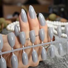 Grandma Grey Shiny Fake Nails Grace Stylish Stiletto Press On Nails DIY Manicure Tips Full Wrap 24pcs/kit 2024 - buy cheap