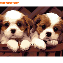 Chenistory-pintura digital dupla de cães, números, caixas de tinta acrílica em tela, com moldura de madeira, presente exclusivo para crianças 2024 - compre barato