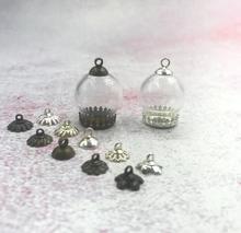 5pcs/lot 20x15mm clear hollow glass globe orb with bronze/silver crown base tray cap glass vial pendant wishing bottles decor 2024 - buy cheap