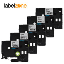 5 pacote 24mm tze fitas tze251 compatível para o irmão p-touch impressora de etiquetas preto no branco tze-251 tz251 tz-251 tze tz 251 2024 - compre barato