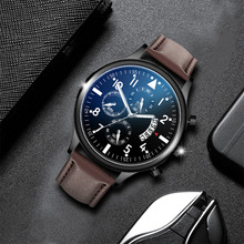 Geneva Relogio Masculino Three-eye Large Calendar Dial Watch Men's Business Fashion Quartz Wrist Leather Band Maschi Watches B50 2024 - buy cheap