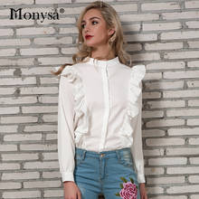 Ruffle Blouse Women 2018 Spring New Arrivals Long Sleeve Shirts Ladies Stand Collar Casual Shirt White Womens Tops and Blouses 2024 - buy cheap