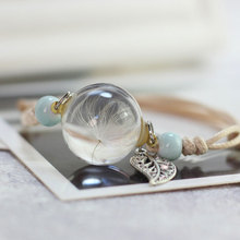 Novidade pulseira de flores secas de planta amostra bola de vidro artesanal bracelete da moda bracelete boêmio joias para presente feminino 2024 - compre barato