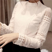 ZAWFL High Quality New Women Slim Bottoming Long-sleeved White Shirt Lace Hook Flower Hollow Plus Size S-4XL 2024 - buy cheap