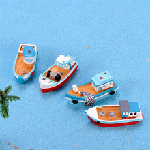 1pc bonito mini resina navio mediterrâneo barco estatuetas bonsai micro paisagem decoração ornamentos de jardim aleatório 2024 - compre barato