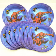 Suministros de fiesta de Spiderman para niños, platos de papel desechables, vajilla para cumpleaños, fiesta, recuerdo, decoración de pasteles, platos, 10 Uds. 2024 - compra barato