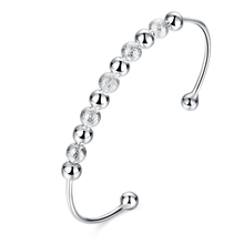 Женский браслет с круглыми бусинами, серебристый роскошный браслет в европейском стиле, B001 2024 - купить недорого