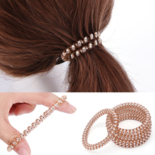 Elastic Rubber Telephone Wire Hair Rope Gold/Silver Ponytail Holder Party Hairband Hair Accessories 2024 - buy cheap