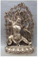 Медные украшения серебро торговое предприятие при фабрике 20 "Тибет Буддизм серебро Фан Ваджрапани Махакалы разгневанного божество статуя Будды 2024 - купить недорого
