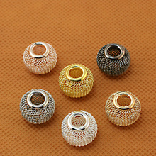 11x14mm 6pcs Big Hole Beads Mesh Net Beads Loose Spacer Metal Beads Fit Jewelry Making European Bracelet Charms DIY 2024 - buy cheap
