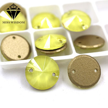 Free shipping Flatback glass sew on rhinestones double hole Round shape Yellow Mocha crystal rhinestone diy clothing accessories 2024 - buy cheap