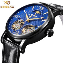 Binssaw 2018 Men New Automatic Mechanical Watch Luxury Black Brand Watch Men Sports Leather Waterproof Watches Relogio Masculino 2024 - buy cheap