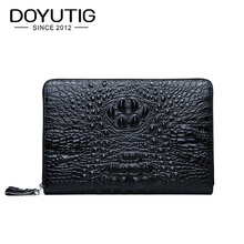 DOYUTIG Business Design Men's Genuine Leather Black Long Clutch Bags Crocodile Pattern Card Holder Wallets & Money Purses B049 2024 - buy cheap