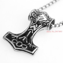Fashion Thor's Hammer Celtic Knot Myth Stainless Steel Pendant with Chain Necklace Punk Rock Music Free Shipping 2024 - buy cheap