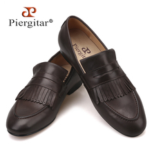 Piergitar brand 2019 Handmade Genuine Leather Men Penny loafers Fashion party and wedding men dress shoes men's flats plus size 2024 - buy cheap