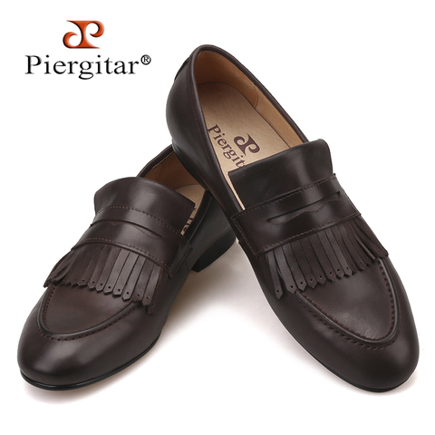 Piergitar brand 2019 Handmade Genuine Leather Men Penny loafers Fashion party and wedding men dress shoes men's flats plus size 2022 - buy cheap