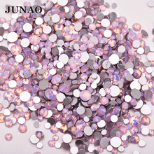JUNAO ss6 ss8 ss10 ss16 Mix Size Opal Pink Crystal Glitter Round Rhinestones Glass Nail Art Stones Non Hotfix Strass for Dress 2024 - buy cheap