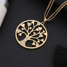 Tree Of Life Pendant Necklace for Women Vintage Shining Crystal Rose Gold Color Round Necklaces Female Statement Jewelry Gift 2024 - buy cheap